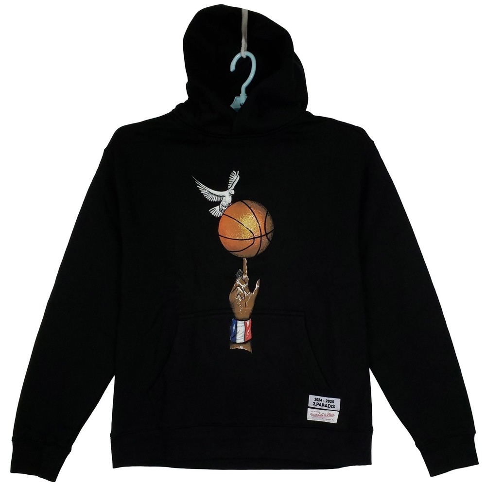 3 Paradis Mitchell & Ness Small Hoodie Printed Finger Spin Basketball Logo‎ NWT